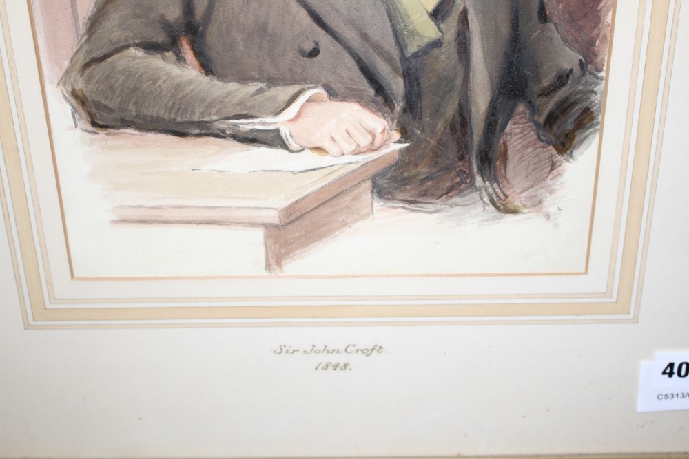 19th century English School, watercolour, Portrait of Sir John Croft, 1848, 35 x 25cm